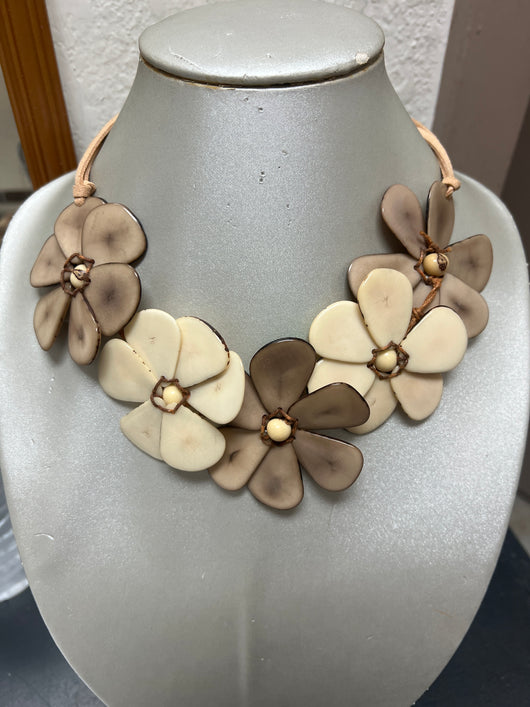 Tagua Rosalia flower necklace