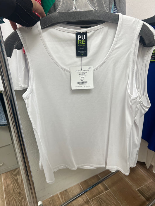 Pure white crew neck tank