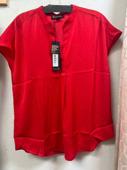 Renuar cap sleeve airflow top scarlet red