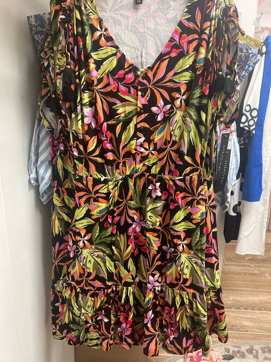 Tribal melon multi tropical dress