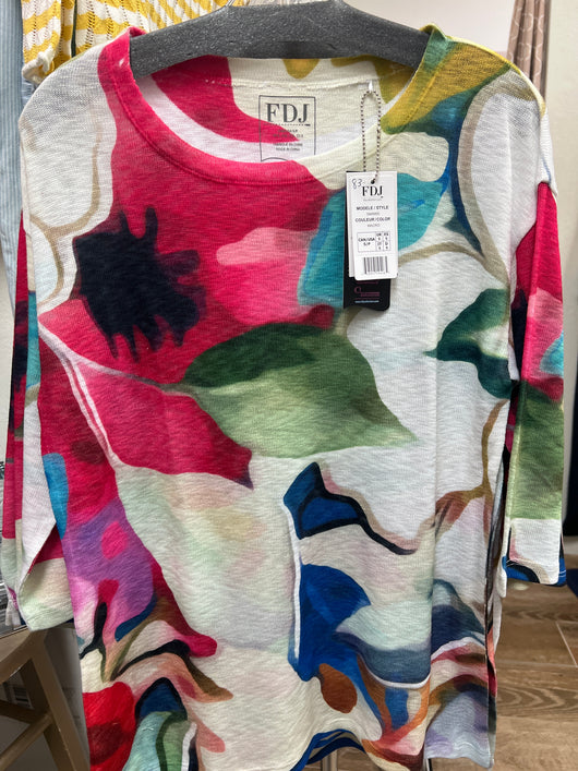 FDJ macro floral print 3/4 top