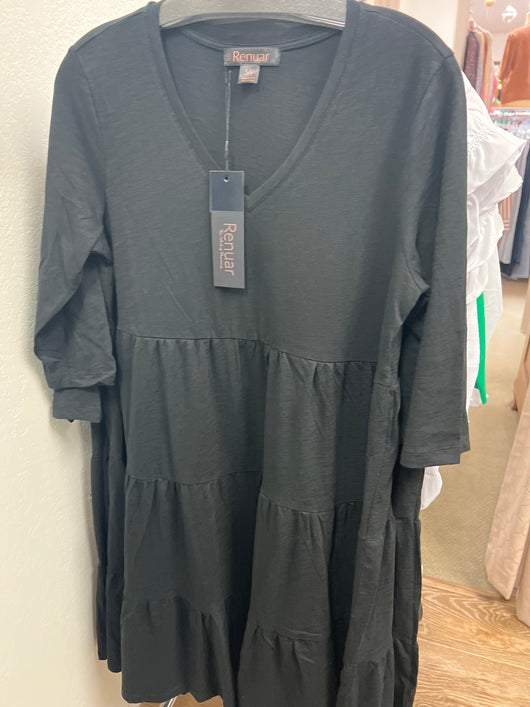 Renuar tiered black dress