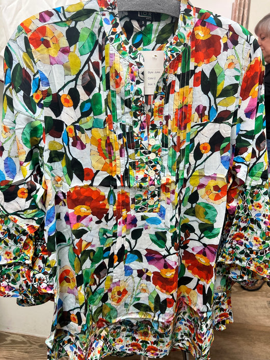 Lior floral multi pleated Jules blouse