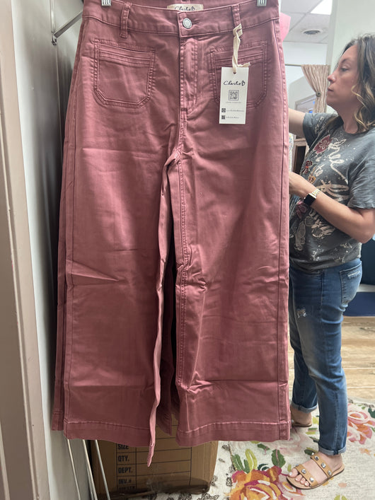 Charlie B wood rose pink wide leg jeans