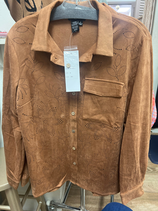 Papillon camel suede top