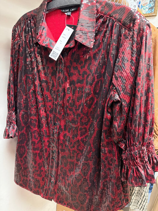 Boho chic red sequin top