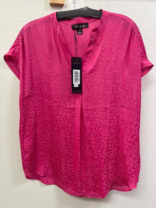 Renuar cap sleeve animal print top watermelon pink