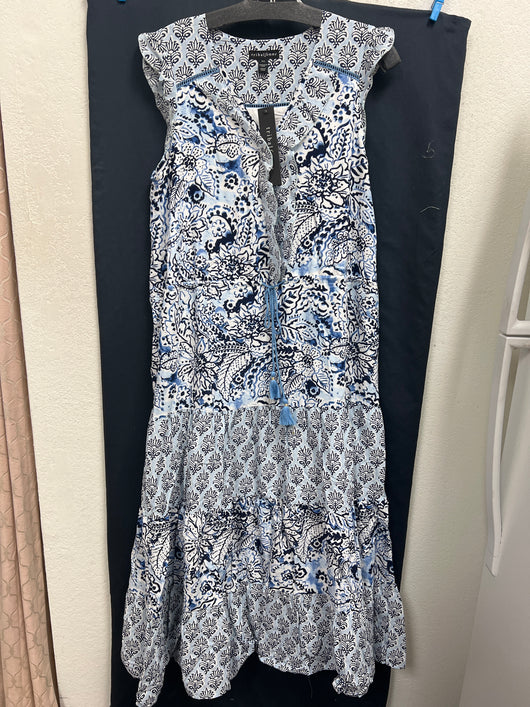 Tribal scuba blue print sleeveless maxi dress