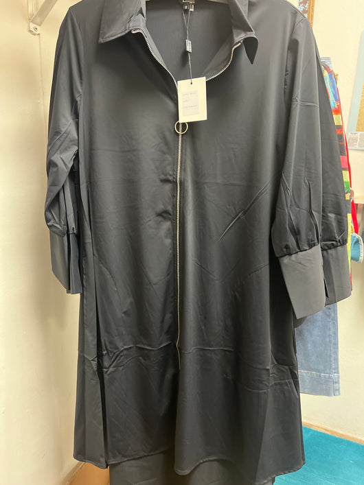 Lior black zipper duster dress