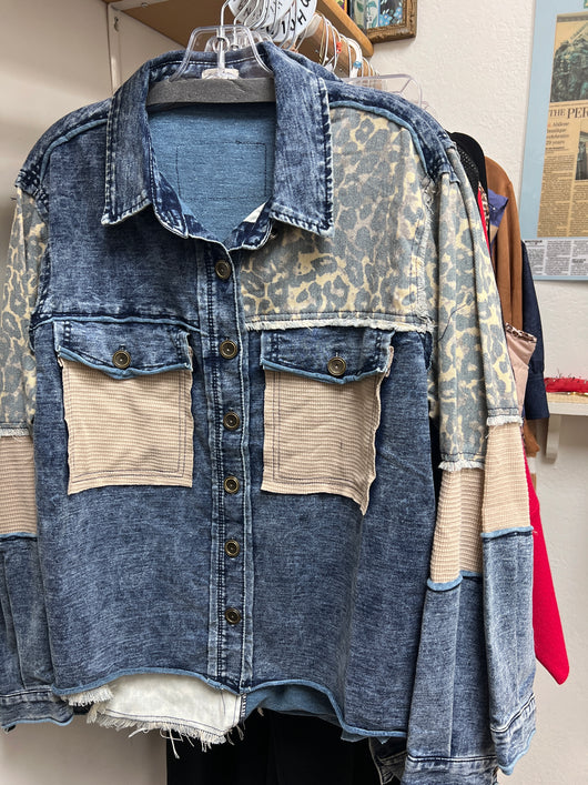 POL denim leopard jacket