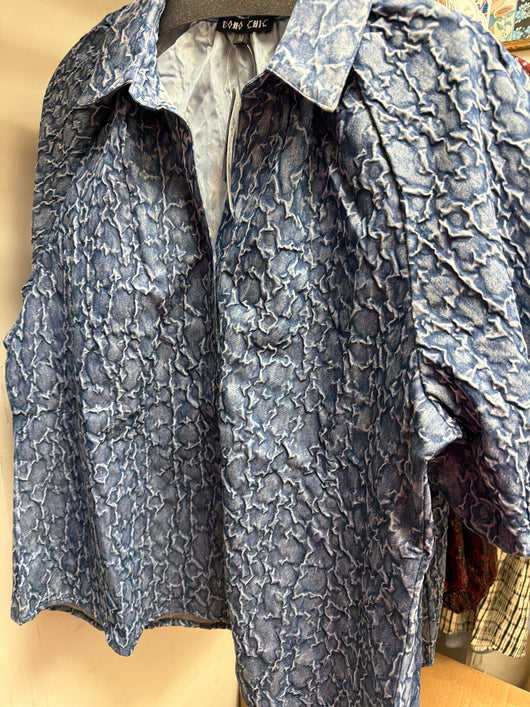 Boho chic textured denim top