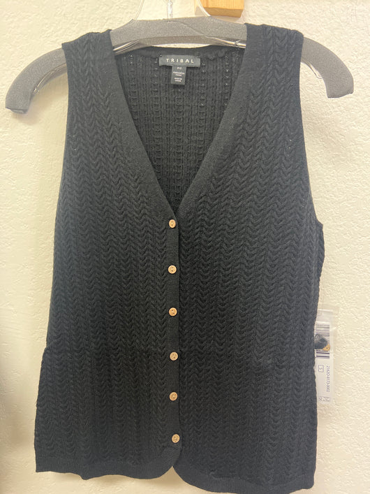 Tribal black textured knit vest