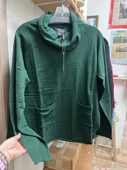 FDJ cowl neck sweater bronze spruce green