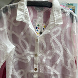 Toofan white button up sheer shirt