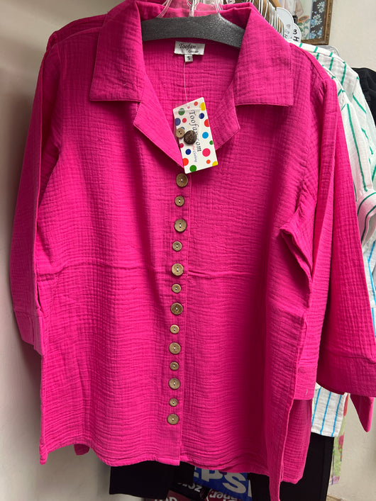 Toofan fuchsia button detail shirt
