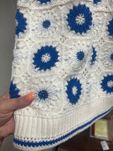 Tribal calypso blue white crochet tank