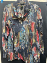 PURE navy shimmer cowl neck tunic