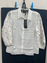 FDJ beaded sleeve white blouse