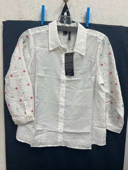 FDJ beaded sleeve white blouse