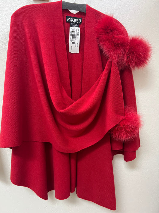Red fox fur Pom wrap