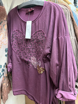 Amorosa Plum Hearts Top