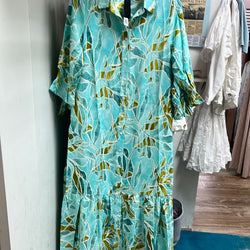 Boho chic aqua blue maxi dress