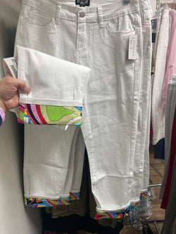 AZI white jeans with multi cuff