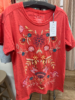 Caite orange embroidered Kara top