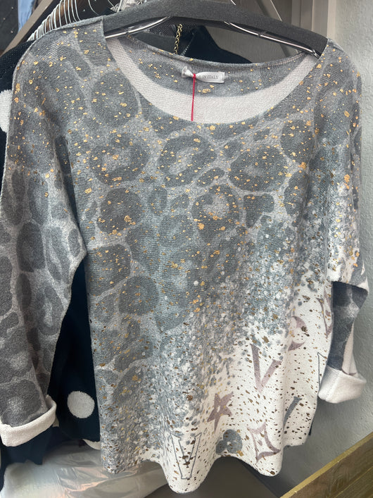 Amorosa foiled leopard top