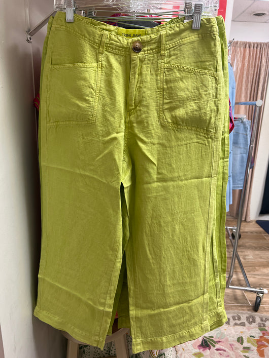 Tribal key lime Brooke wide crop pants