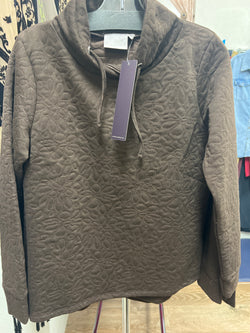 Dantelle quilted mock neck pullover brown