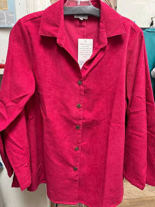 Toofan red corduroy button up tunic