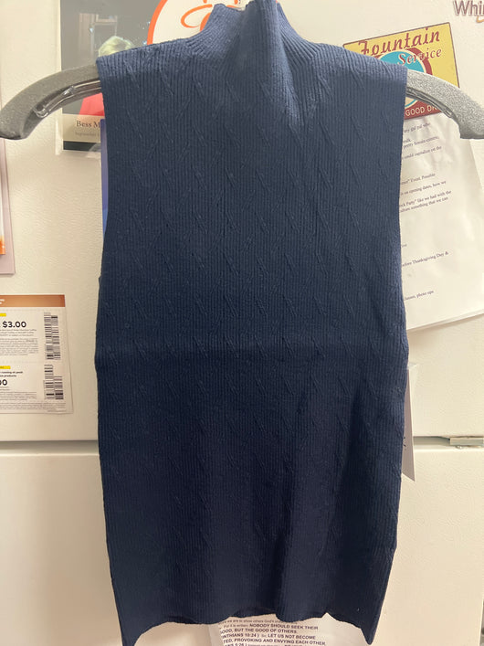 Tribal sleeveless knit mock neck sapphire