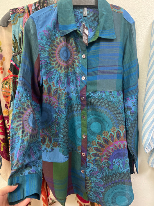 ANU blue multi shirt