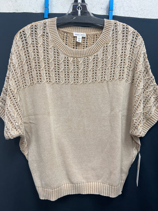 Tribal multi textured s/s sweater soft tan