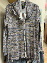 PURE purple multi cowl neck buttons tunic