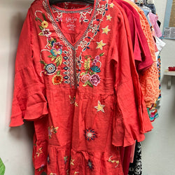 Caite spicy orange embroidered dress