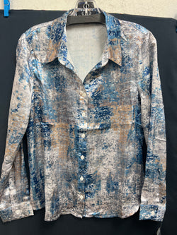 AZI metallic blue silver Maria blouse