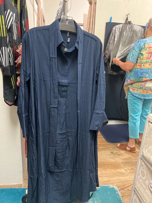 Lior marine navy belted dress