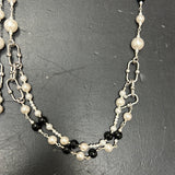 Michele Busch onyx & pearl silver necklace