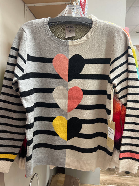 Fashion concepts stripe hearts sweater