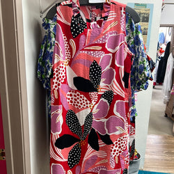 Boho chic red black coral dress
