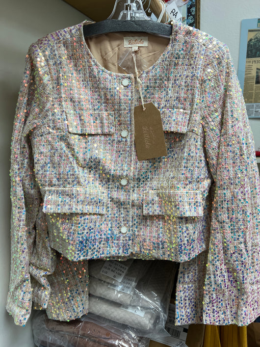 Listicle sequin tweed jacket