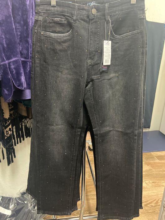 FDJ Suzanne straight black wash rhinestone jeans