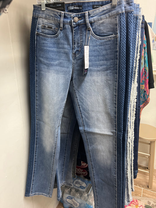 FDJ Olivia pencil leg embroidered jeans