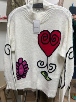 Adore white doodle sweater