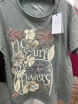 Caite & Kyla no rain no flowers tee