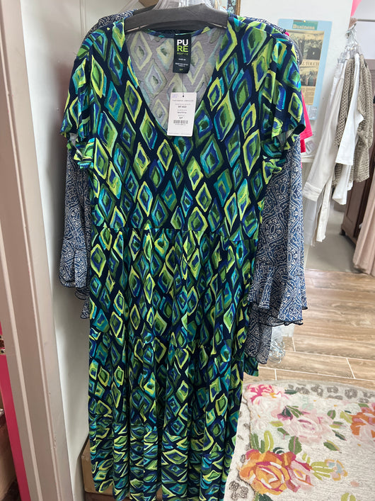 PURE navy/citrus s/s maxi dress