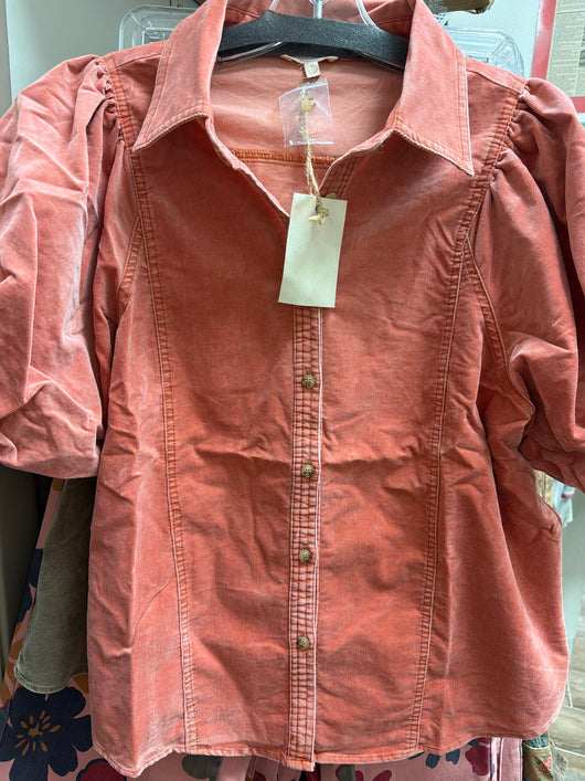 Easel Rust Puff Sleeve Top