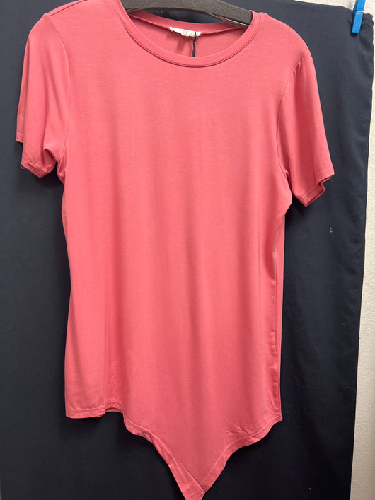 JOH asymmetrical mauve crew neck top